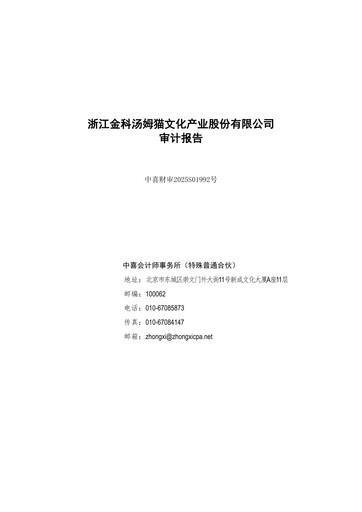 Miniature Zhejiang Jinke Tom Culture Industry Bilan financier 2024