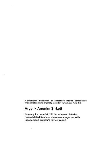 Vorschaubild Arçelik Finanzmitteilung 2012-h1