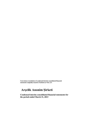 Thumbnail Arçelik Quarterly Report 2013-q1