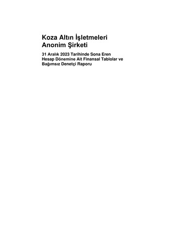 Thumbnail Koza Gold Financial Statement 2023