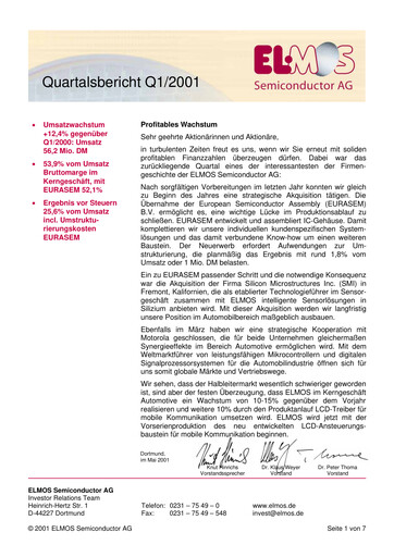 Vorschaubild Elmos Semiconductor Quartalsbericht 2001-q1