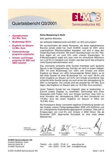 Vorschaubild Elmos Semiconductor Quartalsbericht 2001-q3
