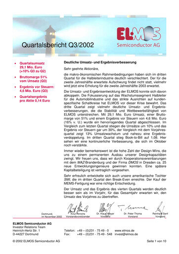 Vorschaubild Elmos Semiconductor Quartalsbericht 2002-q3