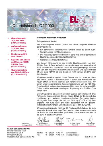 Vorschaubild Elmos Semiconductor Quartalsbericht 2003-q2