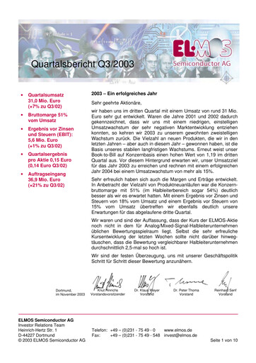 Vorschaubild Elmos Semiconductor Quartalsbericht 2003-q3