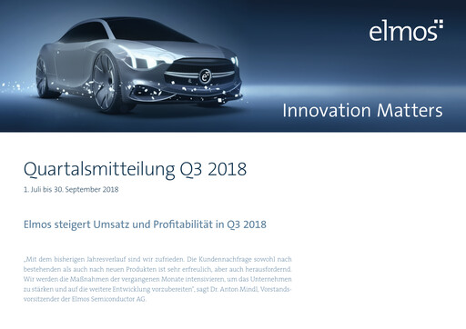 Vorschaubild Elmos Semiconductor Quartalsbericht 2018-q3