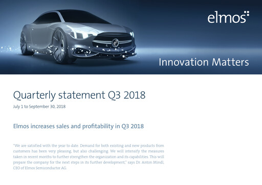 Miniature Elmos Semiconductor Rapport trimestriel 2018-q3