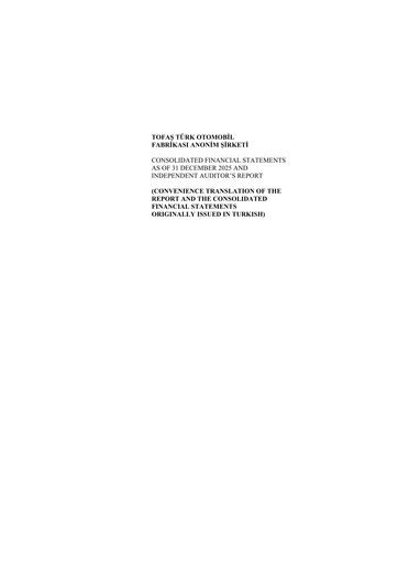 Thumbnail Tofaş Türk Otomobil Fabrikası Financial Statement 2025
