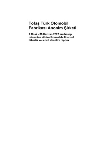 Thumbnail Tofaş Türk Otomobil Fabrikası Half-year Report 2022-h1