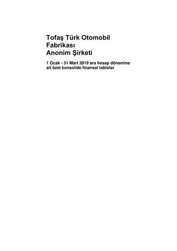Thumbnail Tofaş Türk Otomobil Fabrikası Quarterly Report 2019-q1