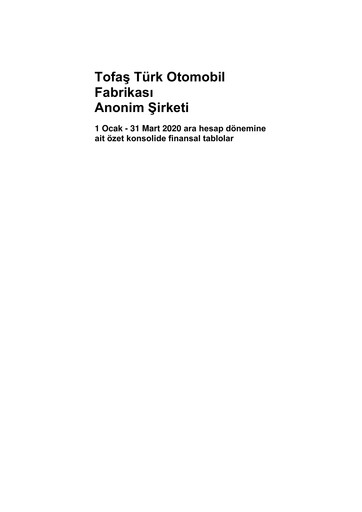 Thumbnail Tofaş Türk Otomobil Fabrikası Quarterly Report 2020-q1