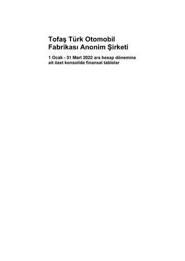Thumbnail Tofaş Türk Otomobil Fabrikası Quarterly Report 2022-q1