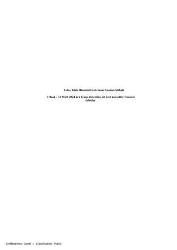 Thumbnail Tofaş Türk Otomobil Fabrikası Quarterly Report 2024-q1