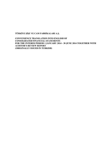 Thumbnail Şişecam Half-year Report 2014-h1