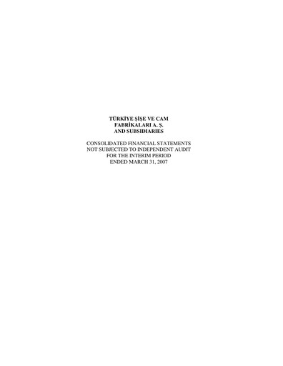 Thumbnail Şişecam Quarterly Report 2007-q1