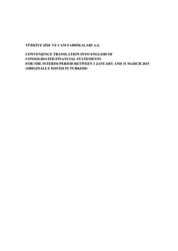 Thumbnail Şişecam Quarterly Report 2015-q1