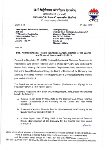 Thumbnail Chennai Petroleum Financial Statement 2018-2019