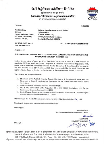 Thumbnail Chennai Petroleum Quarterly Report 2020-q3