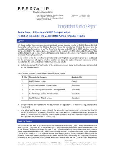 Thumbnail CARE's Ratings Financial Report 2021-2022