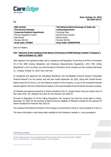 Thumbnail CARE's Ratings Quarterly Report 2023-q2