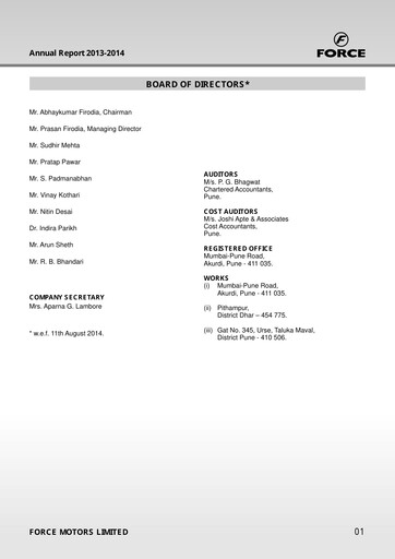 Thumbnail Force Motors Annual Report 2013-2014