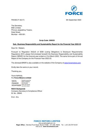 Miniature Force Motors Rapport ESG 2022-2023