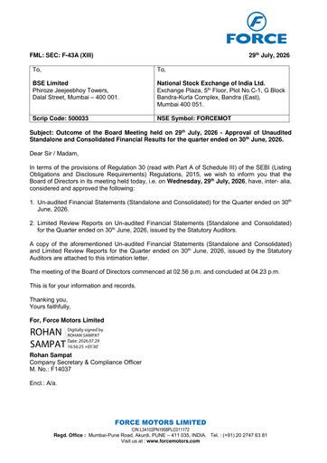 Thumbnail Force Motors Quarterly Report 2026-q1