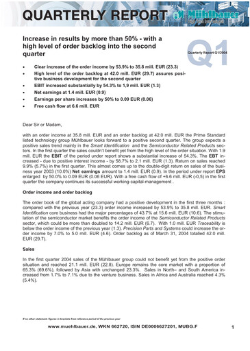 Thumbnail Mühlbauer Holding Quarterly Report 2004-q1