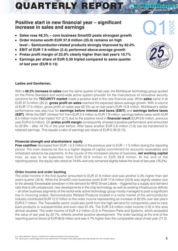Thumbnail Mühlbauer Holding Quarterly Report 2006-q1