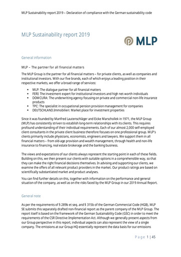 Thumbnail MLP SE Sustainability Report 2019