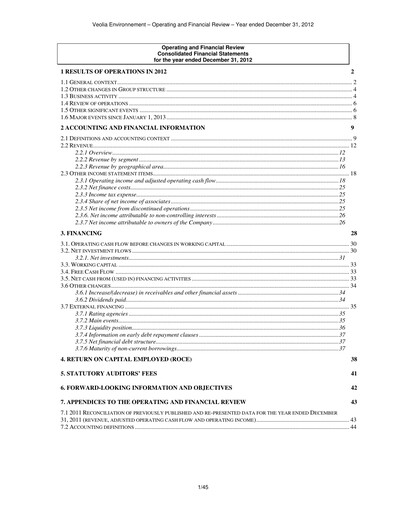 Thumbnail Veolia Financial Report 2012