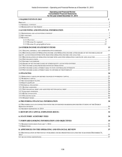 Thumbnail Veolia Financial Report 2013