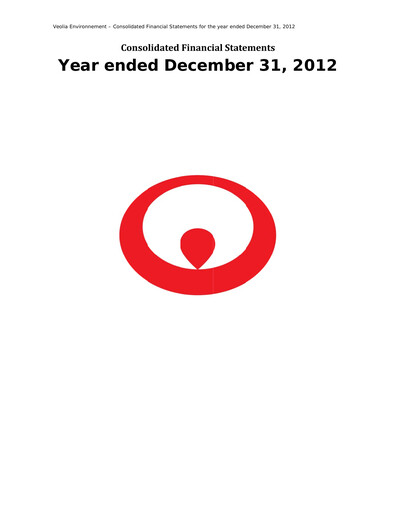 Thumbnail Veolia Financial Statement 2012