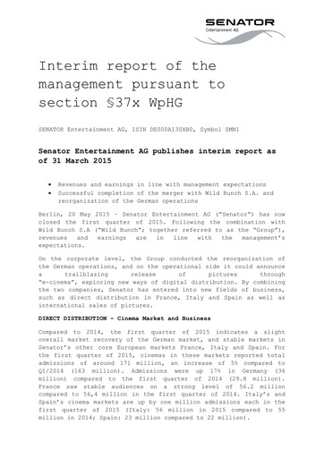 Thumbnail Wild Bunch Quarterly Report 2015-q1