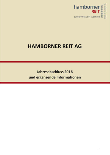 Miniature Hamborner REIT Bilan financier 2016