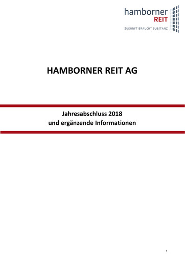 Miniature Hamborner REIT Bilan financier 2018