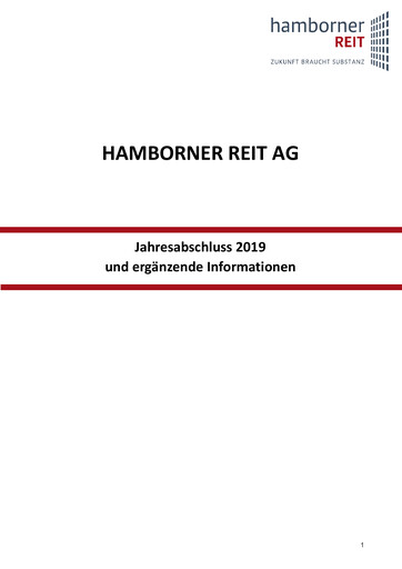 Miniature Hamborner REIT Bilan financier 2019