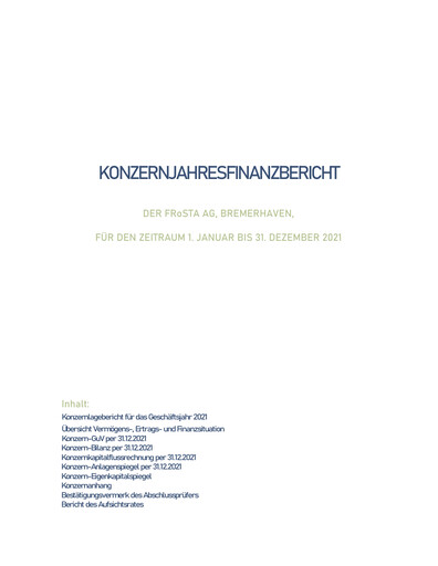 Thumbnail FRoSTA AG Financial Statement 2021