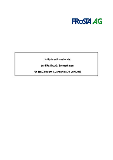 Miniature FRoSTA AG Rapport semestriel 2019-h1