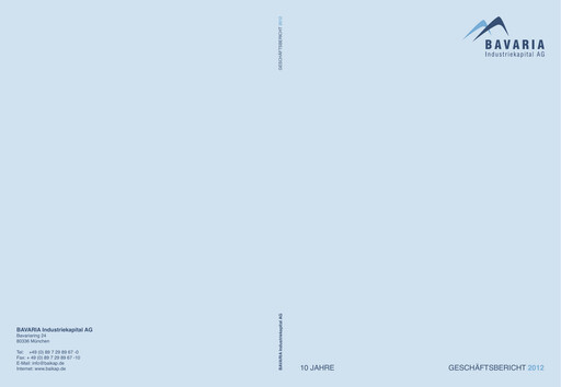 Thumbnail BAVARIA Industries Group AG Annual Report 2012