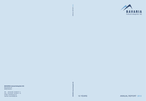 Thumbnail BAVARIA Industries Group AG Annual Report 2012