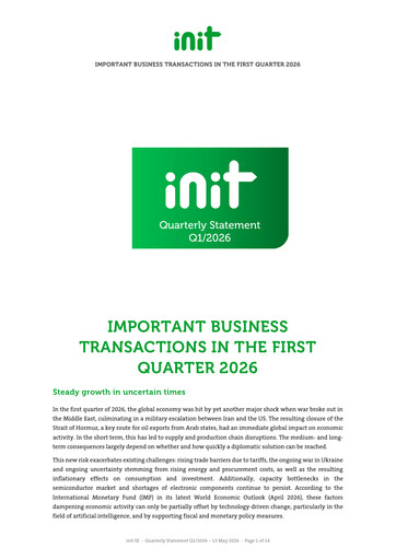 Thumbnail init innovation in traffic systems Quarterly Report 2026-q1