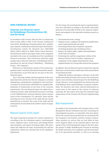 Thumbnail Heidelberger Druckmaschinen Sustainability Report 2019-2020