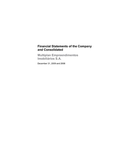 Thumbnail Multiplan Empreendimentos Imobiliários Financial Statement 2009