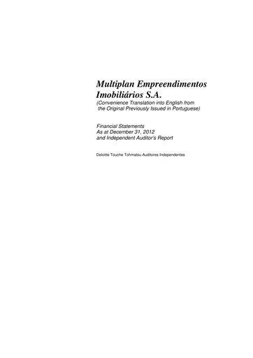 Thumbnail Multiplan Empreendimentos Imobiliários Financial Statement 2012