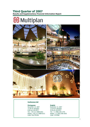 Thumbnail Multiplan Empreendimentos Imobiliários Quarterly Report 2007-q3