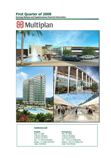 Thumbnail Multiplan Empreendimentos Imobiliários Quarterly Report 2008-q1
