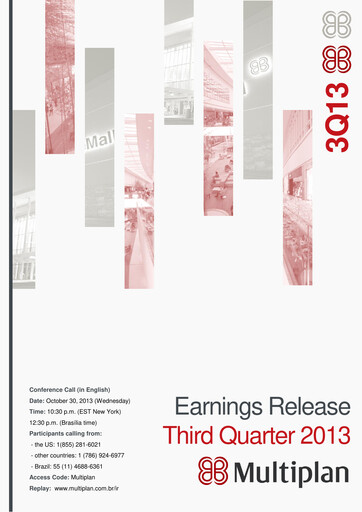 Thumbnail Multiplan Empreendimentos Imobiliários Quarterly Report 2013-q3