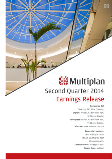Thumbnail Multiplan Empreendimentos Imobiliários Quarterly Report 2014-q2