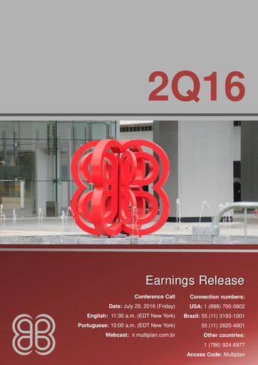 Thumbnail Multiplan Empreendimentos Imobiliários Quarterly Report 2016-q2